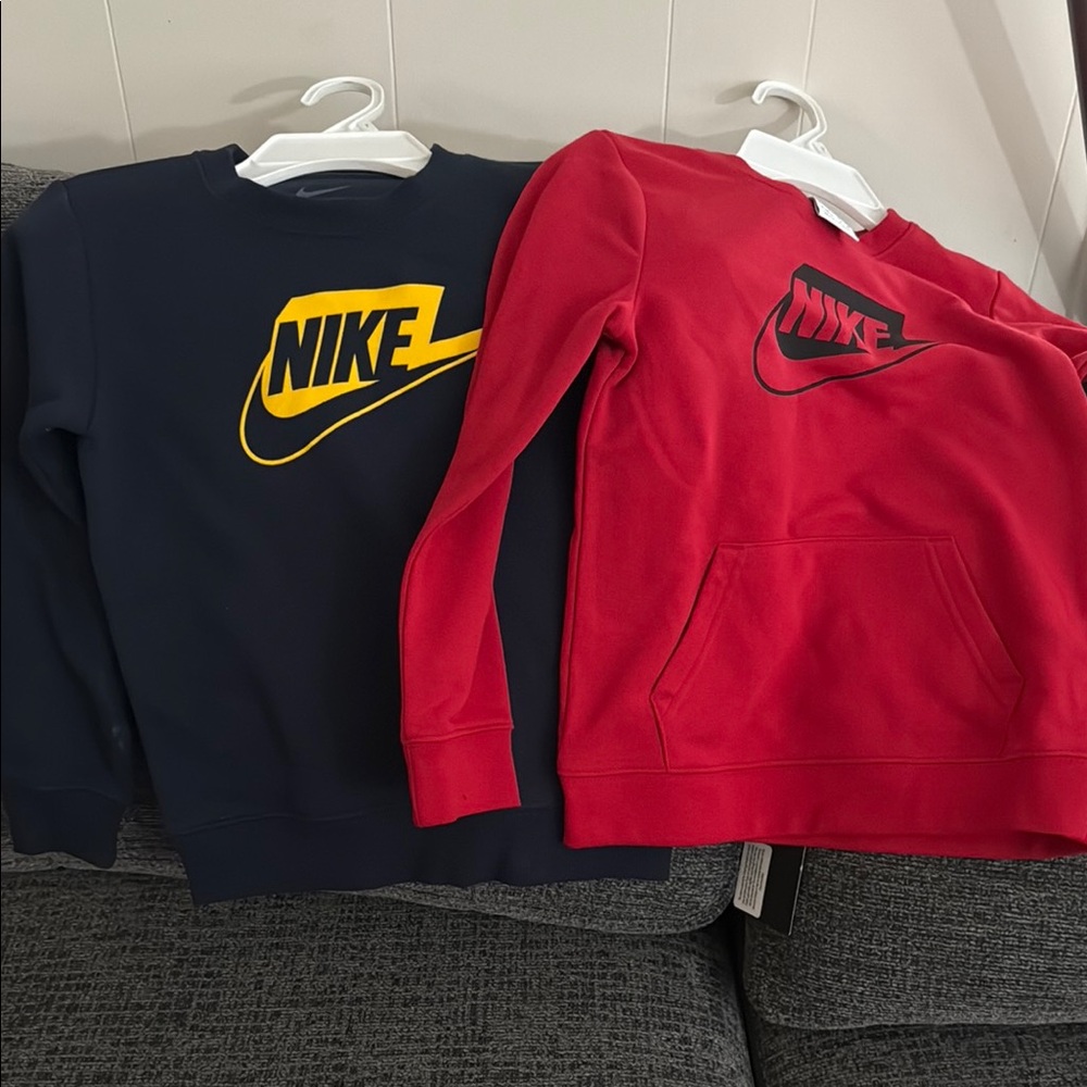 Bundle of 2. BRAND NEW. Nike Red and Blue Sweatshirts Classic Crew Neck